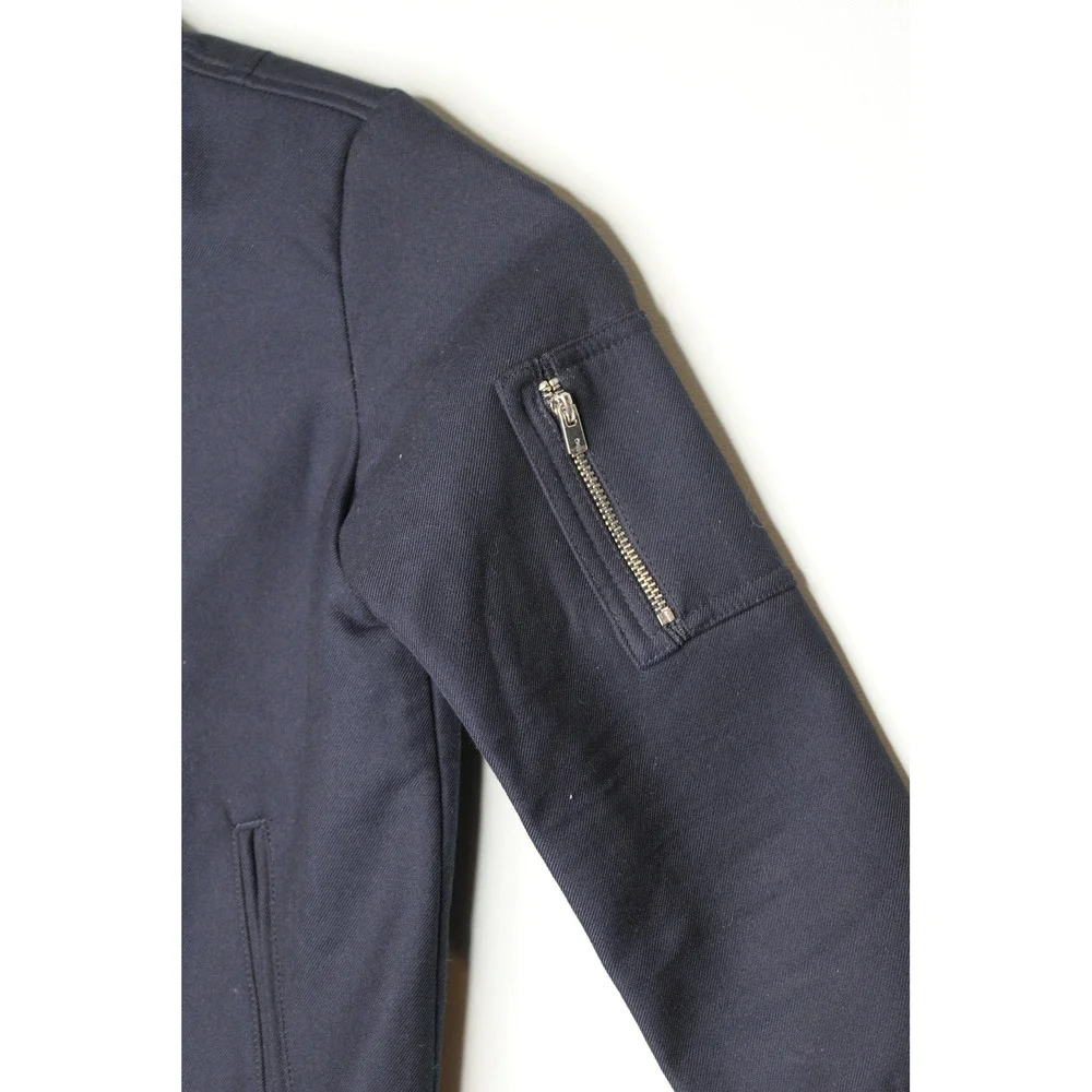 Jacadi Paris Boys Navy Blue Zip Up Bomber Jacket Size 8A 128cm Utility Pocket